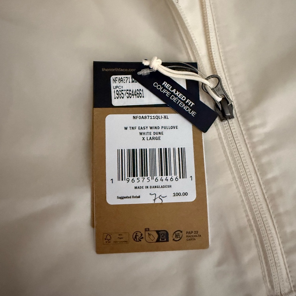 TNF Easy wind Pullover WHITE DUNE size XL - Picture 5 of 8
